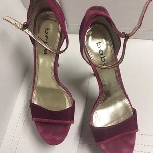 Bebe Purple Suede Ankle Strap Stiletto
